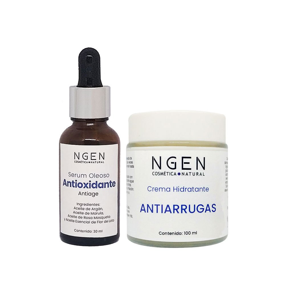 Crema Antiarrugas + Serum Facial Antioxidante y Antiedad