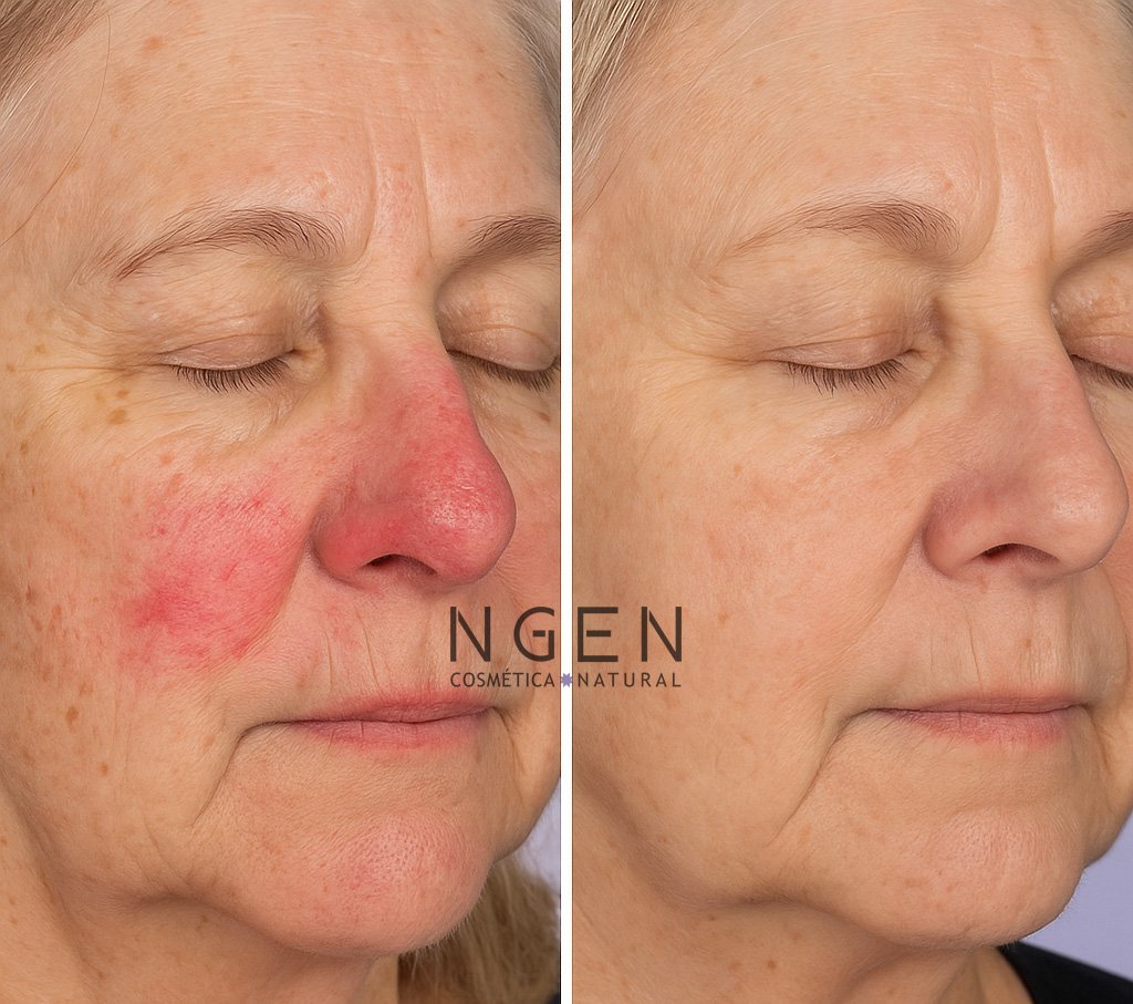 Antes Despues crema porenvejecimiento antirojeces NGEN 8 meses tratamiento Helen